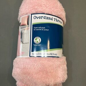 Oversized Pink Plush Throw